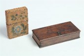TWO BOXES.  Oak box for a gold