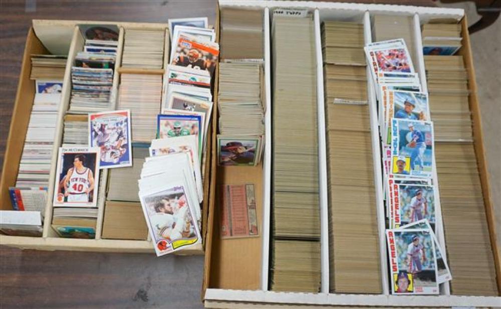 TWO BOXES OF ASSORTED SPORTS CARDS,