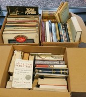 TWO BOXES OF BOOKS AND A BOX O