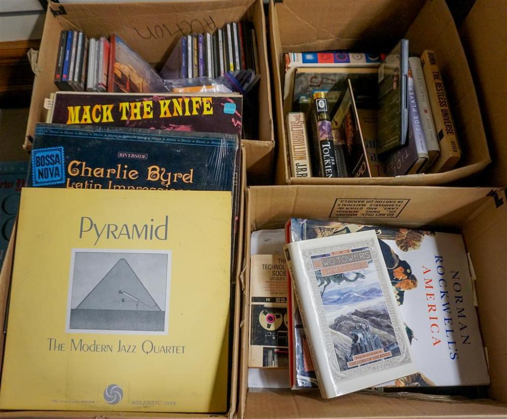 TWO BOXES OF BOOKS, BOX OF CD'S AND