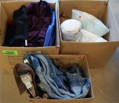 TWO BOXES OF CLOTHING AND A BO
