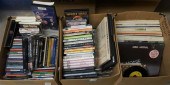 TWO BOXES OF DVDS AND CDS AND