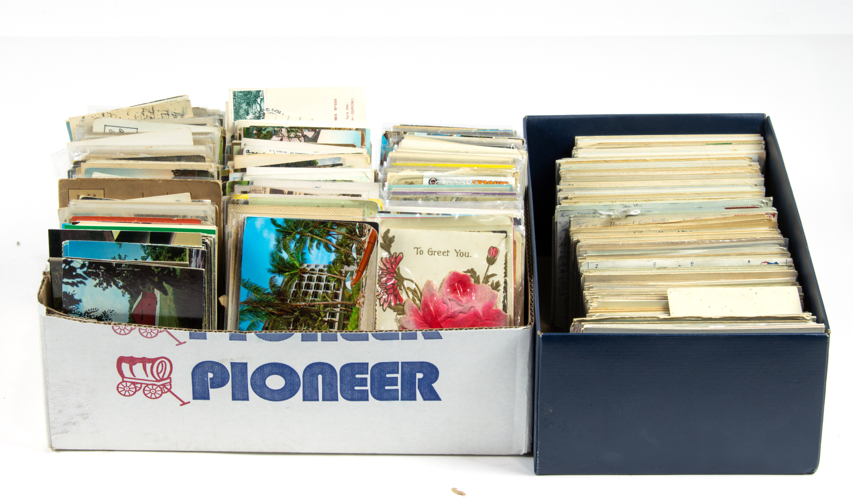 TWO BOXES OF POSTCARDS Two boxes of