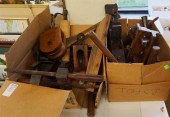TWO BOXES WITH ANTIQUE WOOD AN