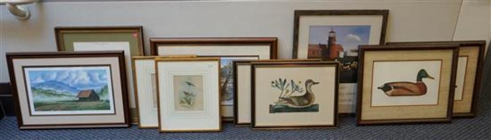 TWO BOXES WITH FRAMED WORKS OF ART,