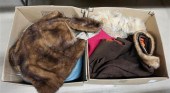 TWO BOXES WITH FUR CAPE AND GR