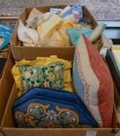 TWO BOXES WITH TABLE LINENS AN