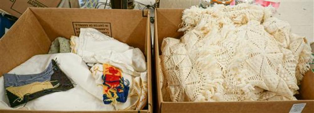 TWO BOXES WITH TWO CROCHETED