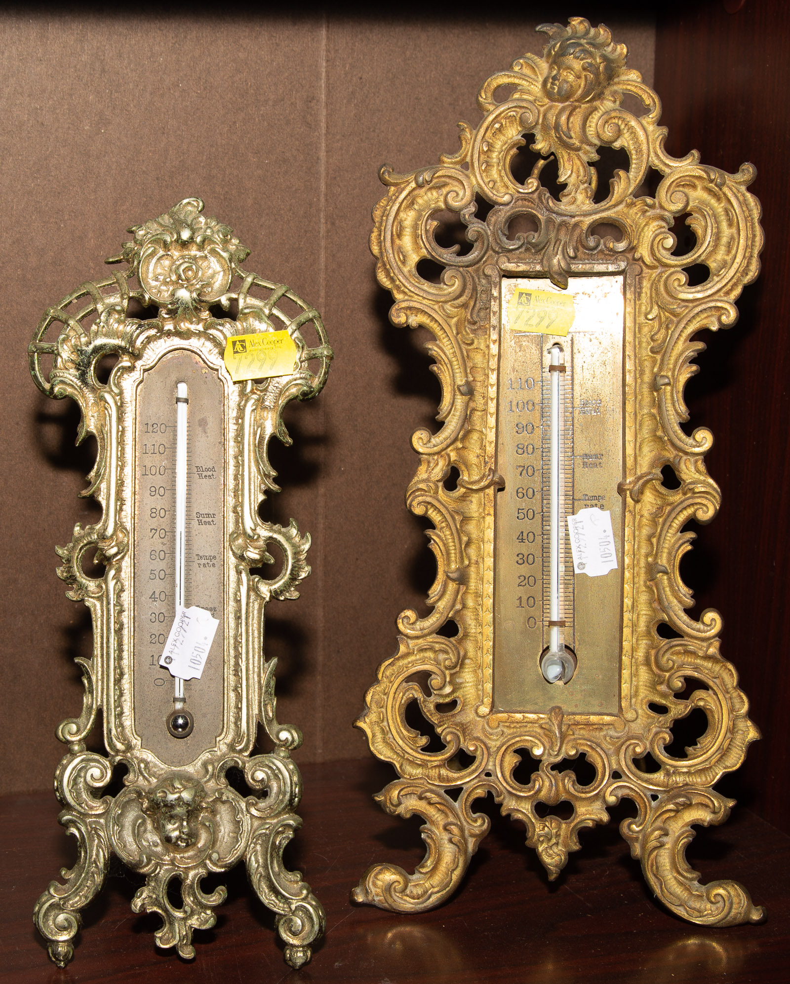 TWO BRADLEY & HUBBARD GILT METAL