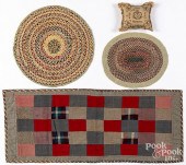 TWO BRAIDED MATS, A TABLE RUNN