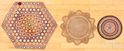 TWO BRAIDED TABLE THROWS, ETC.Two