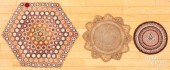 TWO BRAIDED TABLE THROWS, ETC.