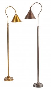TWO BRASS ADJUSTABLE FLOOR LAM