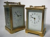 Two brass and glass carriage c