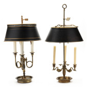 TWO BRASS AND TOLE BOUILLOTTE