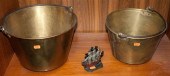 Two brass and wrought iron kin