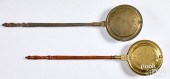 TWO BRASS BEDWARMERS, 19TH C.T