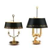 TWO BRASS BOUILLOTTE TABLE LAM