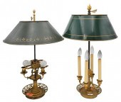 TWO BRASS BOULETTE TABLE LAMPS