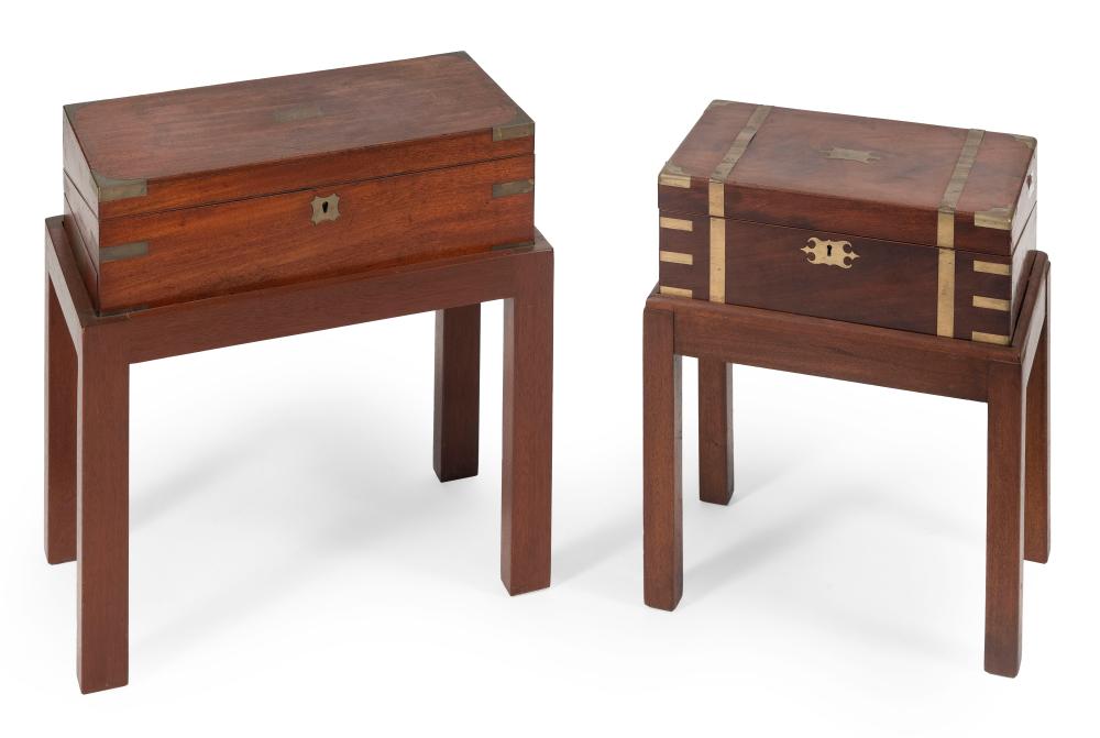 TWO BRASS-BOUND MAHOGANY LAP