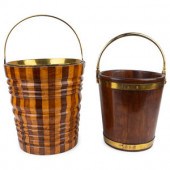 Two Brass Bound Wood Peat Buck