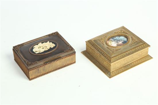 TWO BRASS BOXES.  Probably