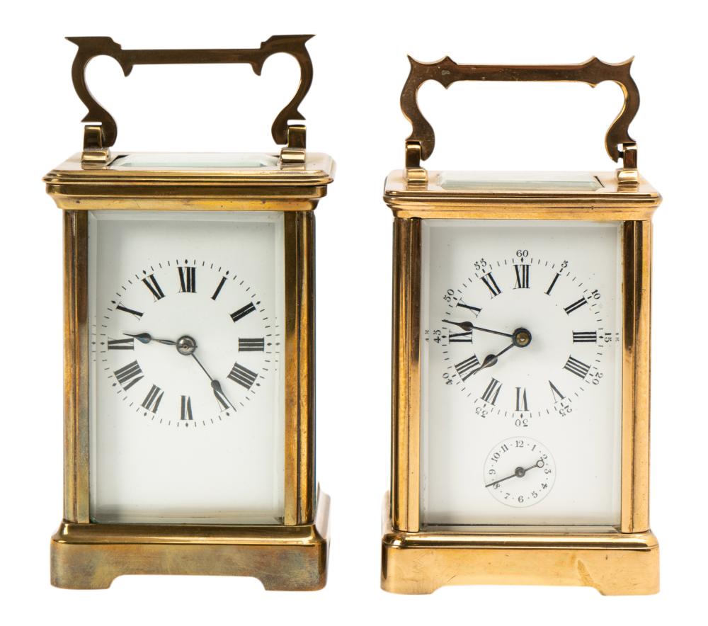 TWO BRASS CARRIAGE CLOCKSTwo