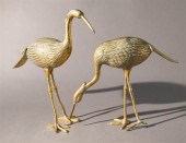 TWO BRASS CRANES, H OF TALLER: