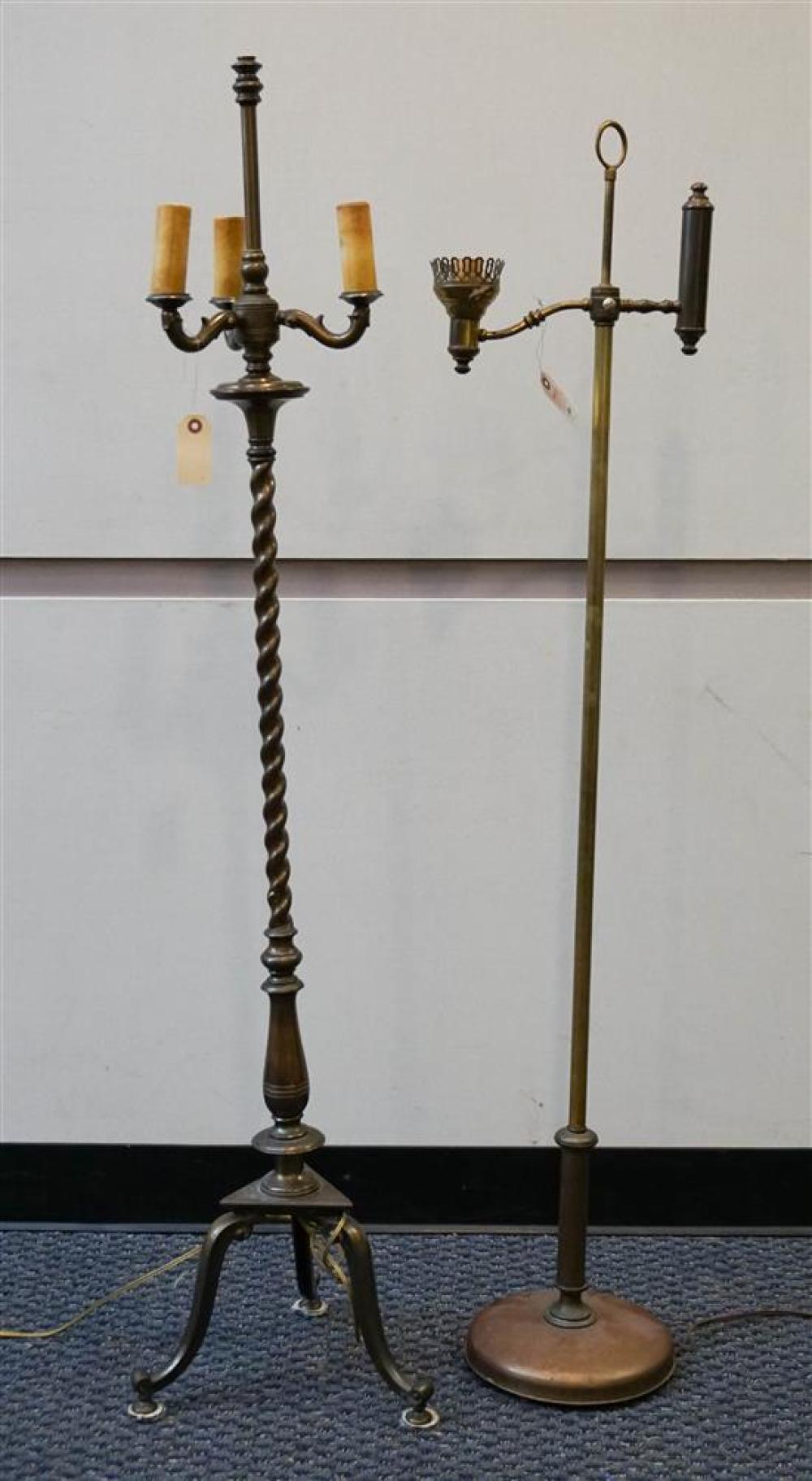 TWO BRASS FLOOR LAMPSTwo Brass