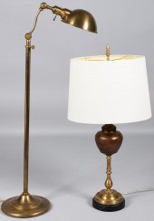 TWO BRASS LAMPS: A FLOOR LAMP