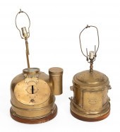 TWO BRASS MARINE ITEMS MOUNTED
