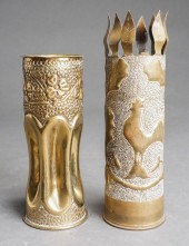 TWO BRASS MORTAR SHELL FORM TR