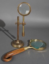 TWO BRASS MOUNTED MAGNIFYING G