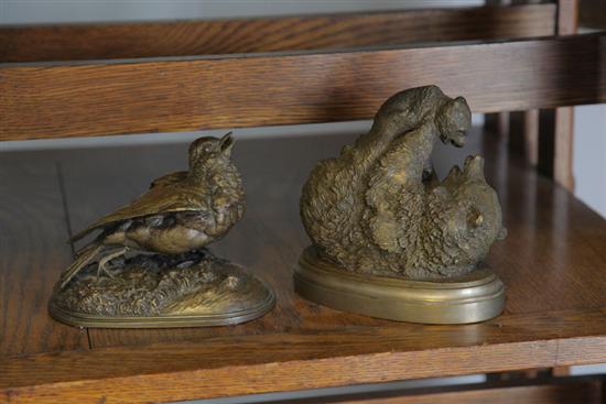 TWO BRASS SCULPTURES. One after