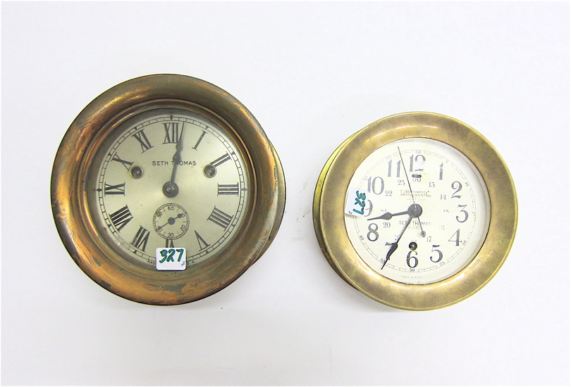 TWO BRASS SHIP'S CLOCKS Seth Thomas