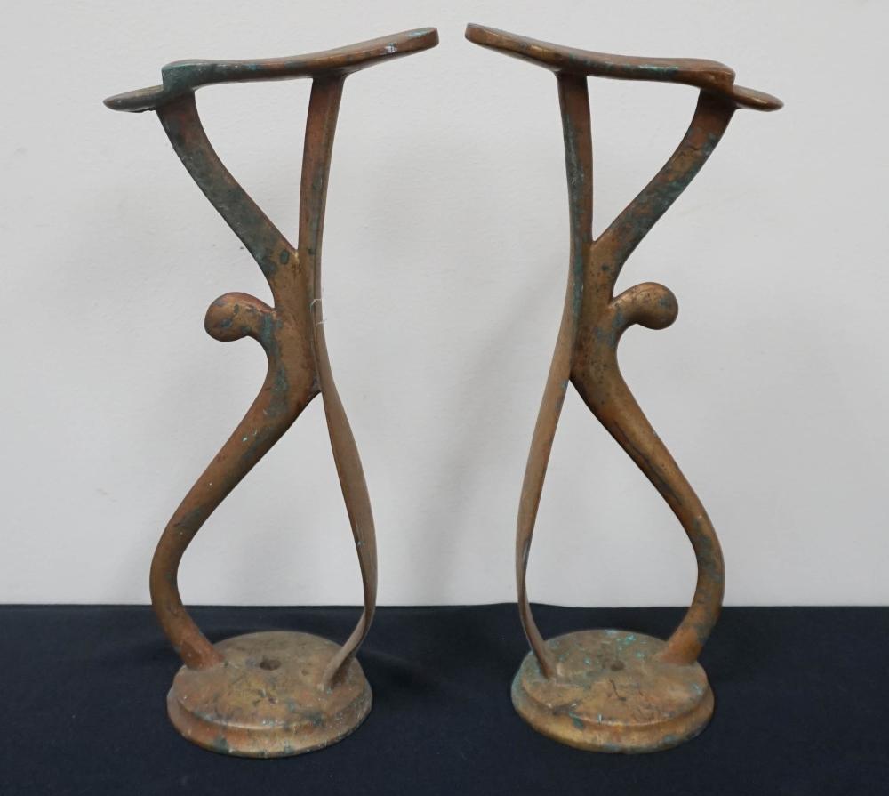 TWO BRASS SHOE LASTS 15 1/4 X 4 3/4