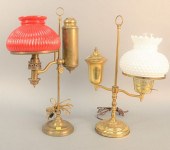 TWO BRASS STUDENT LAMPS, HTS.