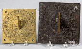 TWO BRASS SUNDIALS, 20TH CTwo