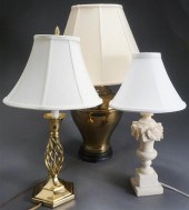 TWO BRASS TABLE LAMPS AND AN A
