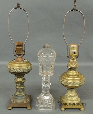 Two brass table lamps (as found)