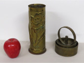 TWO BRASS TRENCH ART SCULPTURE