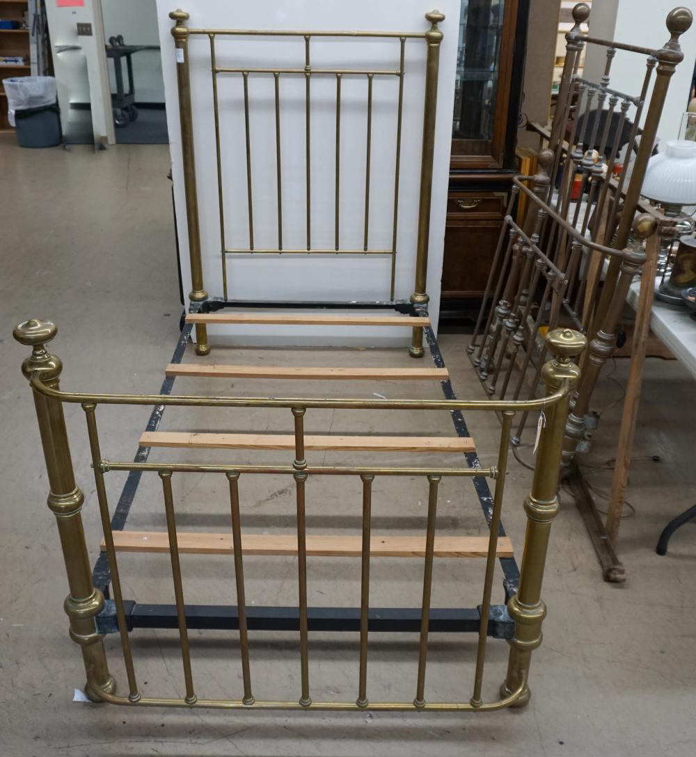 TWO BRASS TWIN BEDS H TALLER 61 1/2