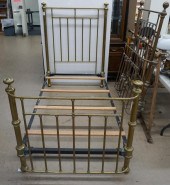 TWO BRASS TWIN BEDS H TALLER 6