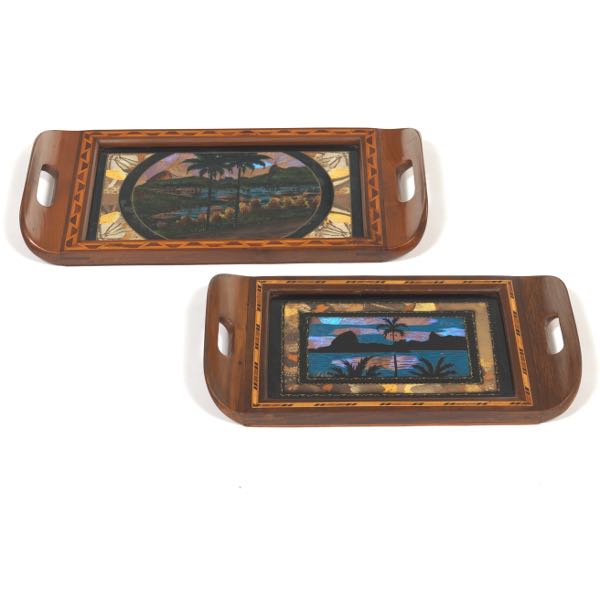 TWO BRAZILIAN RETRO REVERSE PAINTED