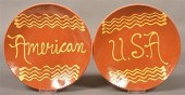 TWO BREININGER POTTERY SLIP DE