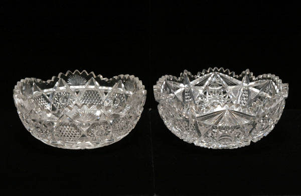 Two brilliant cut glass bowls; late