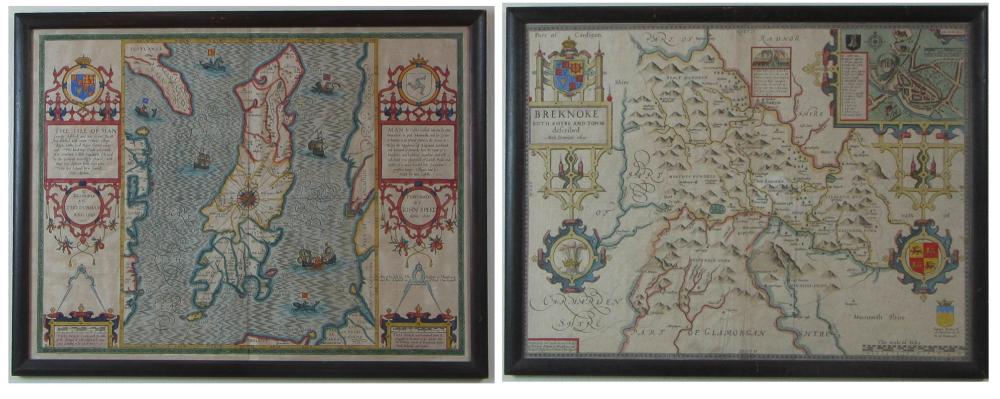TWO BRITISH HAND COLORED MAPS, JOHN