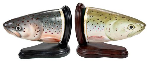 TWO BRITISH PORCELAIN FISH HEAD