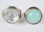 TWO BROCK STERLING AND GEM-SET