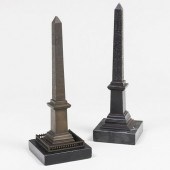 TWO BRONZE AND MARBLE LUXOR OB